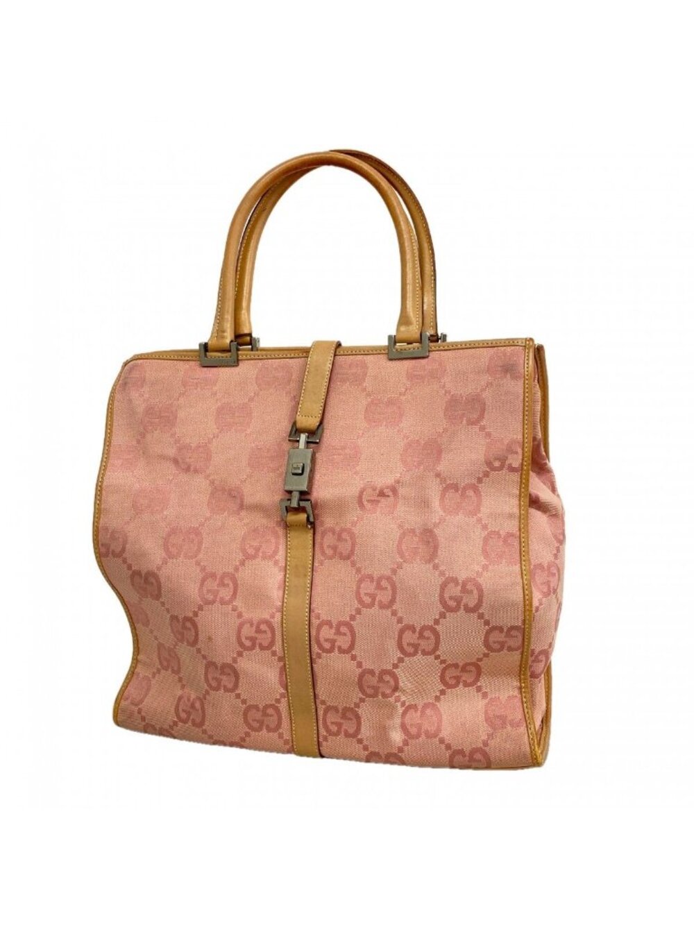 Gucci Handbag GG Canvas Jumbo 002 Pink Beige Silver